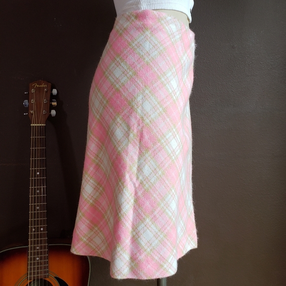 Vintage 60s Pink Plaid Mini Skirt - Picture 8 of 13